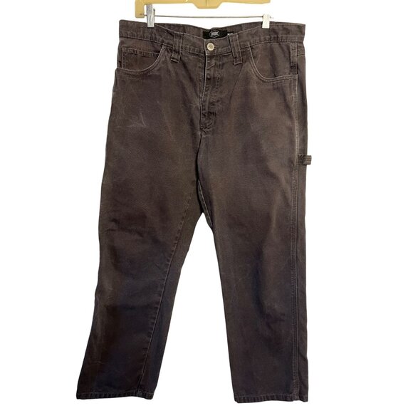 Berkley Jensen Men Work Pants 36x30 Dark 100% Cotton Relaxed Fit Durable Pockets - Picture 1 of 15